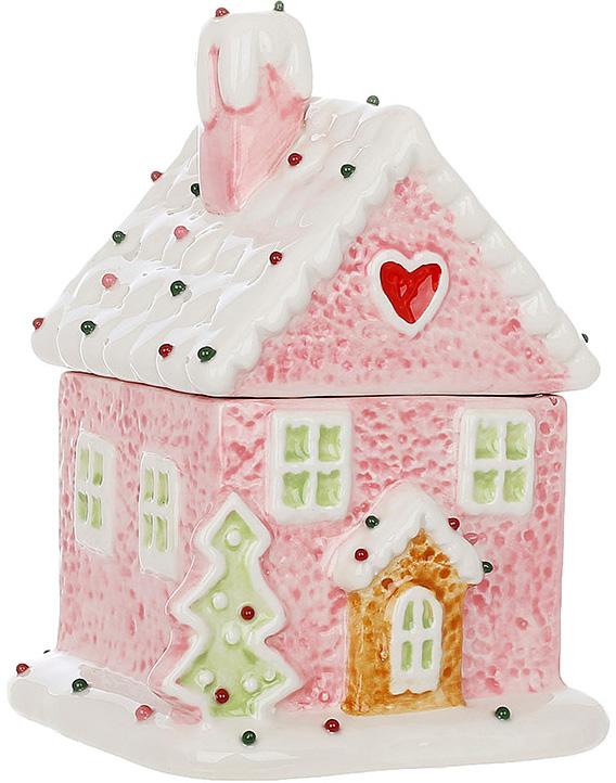 Банка керамическая для печенья и сладостей Зефирный Дом 350 мл Розовый