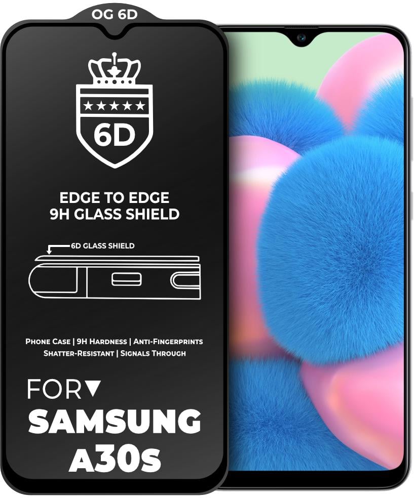 Защитное стекло 6D OG Crown для Samsung Galaxy A30s A307 Black (19024)