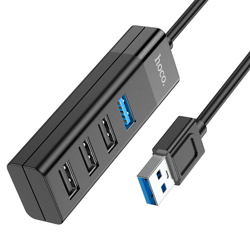 Хаб-USB Hoco Easy mix converter HB25 3.0х1 2.0х3 Black - фото 3