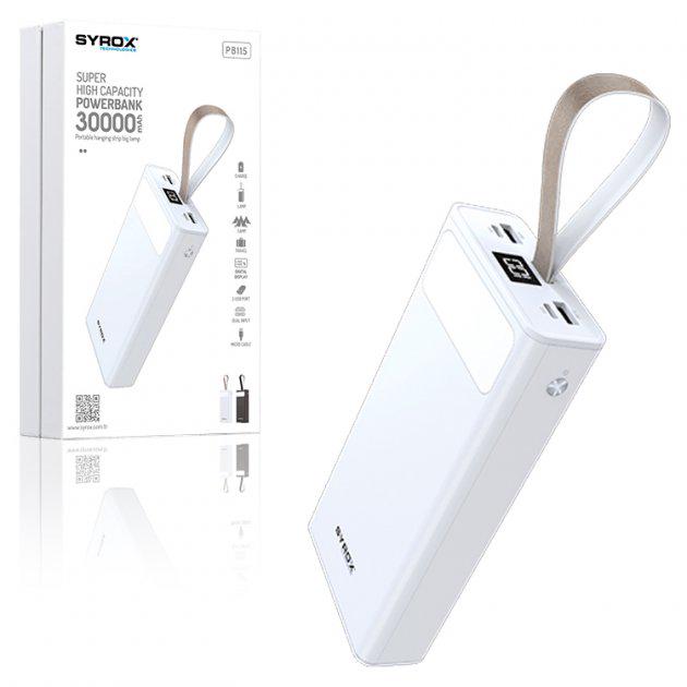 Повербанк Syrox PB115 30000 mAh 2xUSB LED с фонариком - фото 2