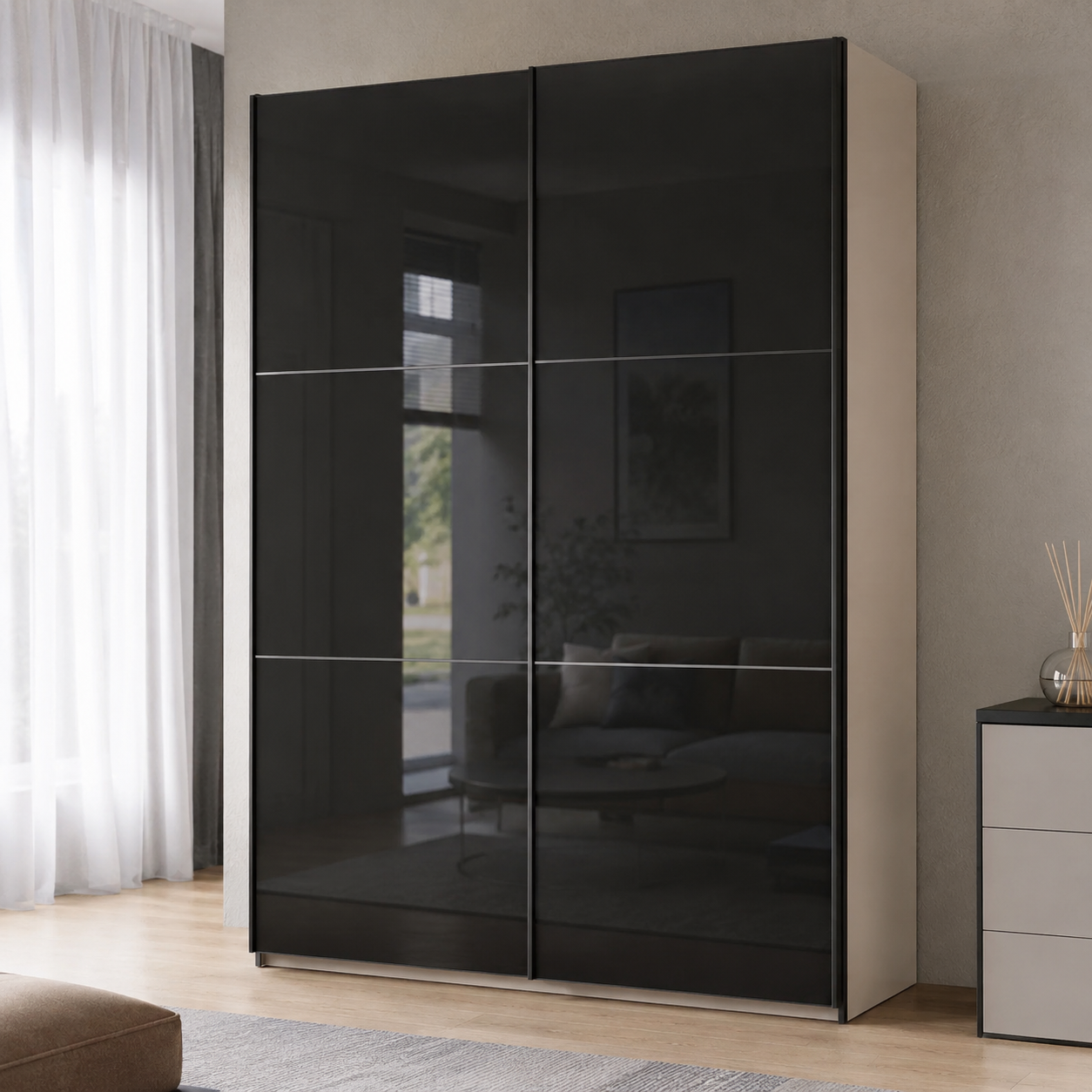 Шкаф купе Doros G-Caiser 2 Стекла 3 части 180х60х240 см Кашемир/Черный (42005326 DRS-012239) Шкаф купе Doros G-Caiser 2 Стекла 3 части 180х60х240 см Кашемир/Черный (42005326 DRS-012239)