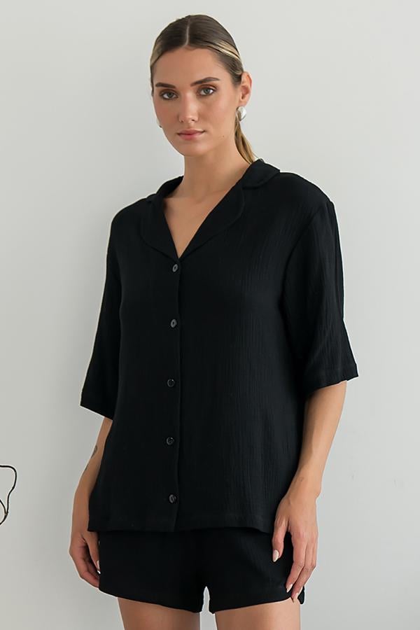 Піжама FORLY з шортами з мусліну Darkness XS/S (ML0081-16-58)