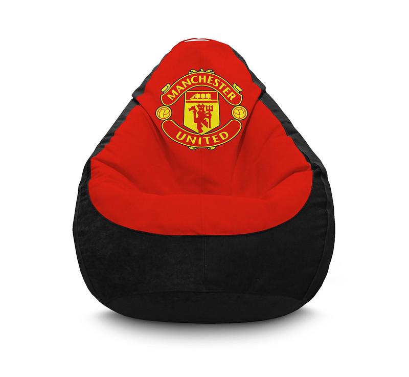 Кресло мешок iPuff Football Manchester United FC Флок XL 80x110 см Черный