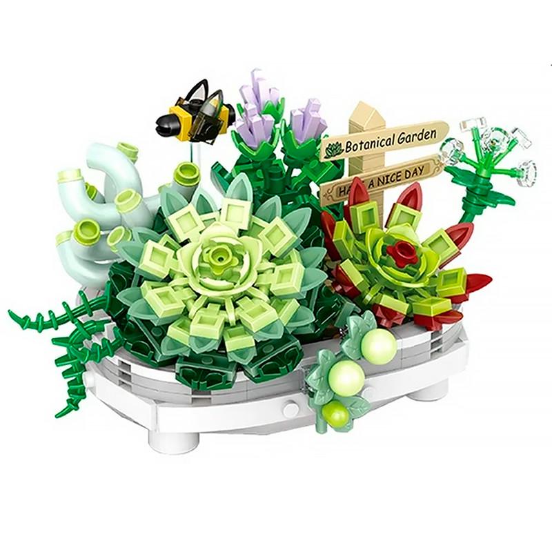 Конструктор строительных блоков 3D LOZ 1660 Суккуленты в горшке 389 деталей пластиковый (2038594039)