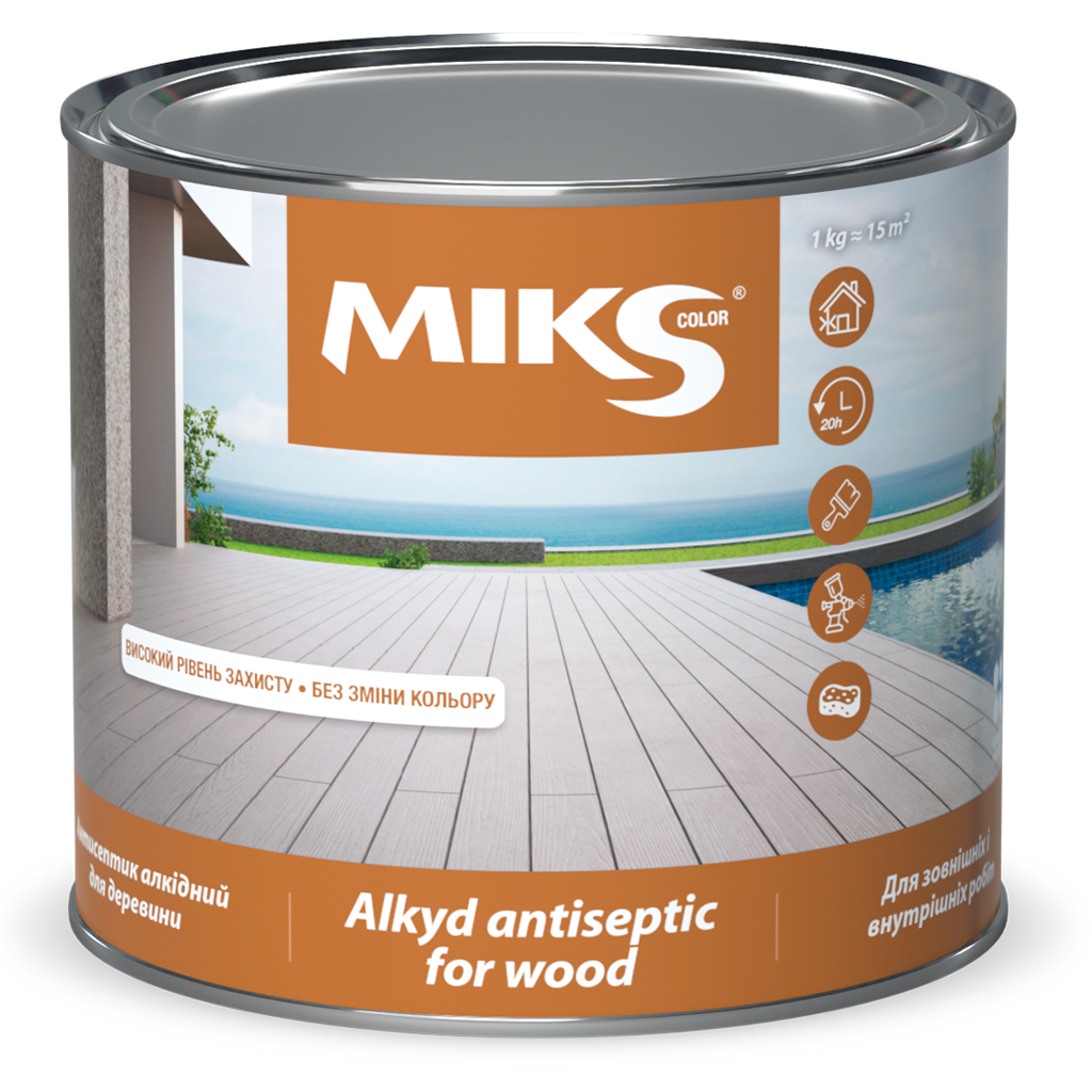 Антисептик для деревини алкідний MIKS Color 2,2 кг (2493674147)