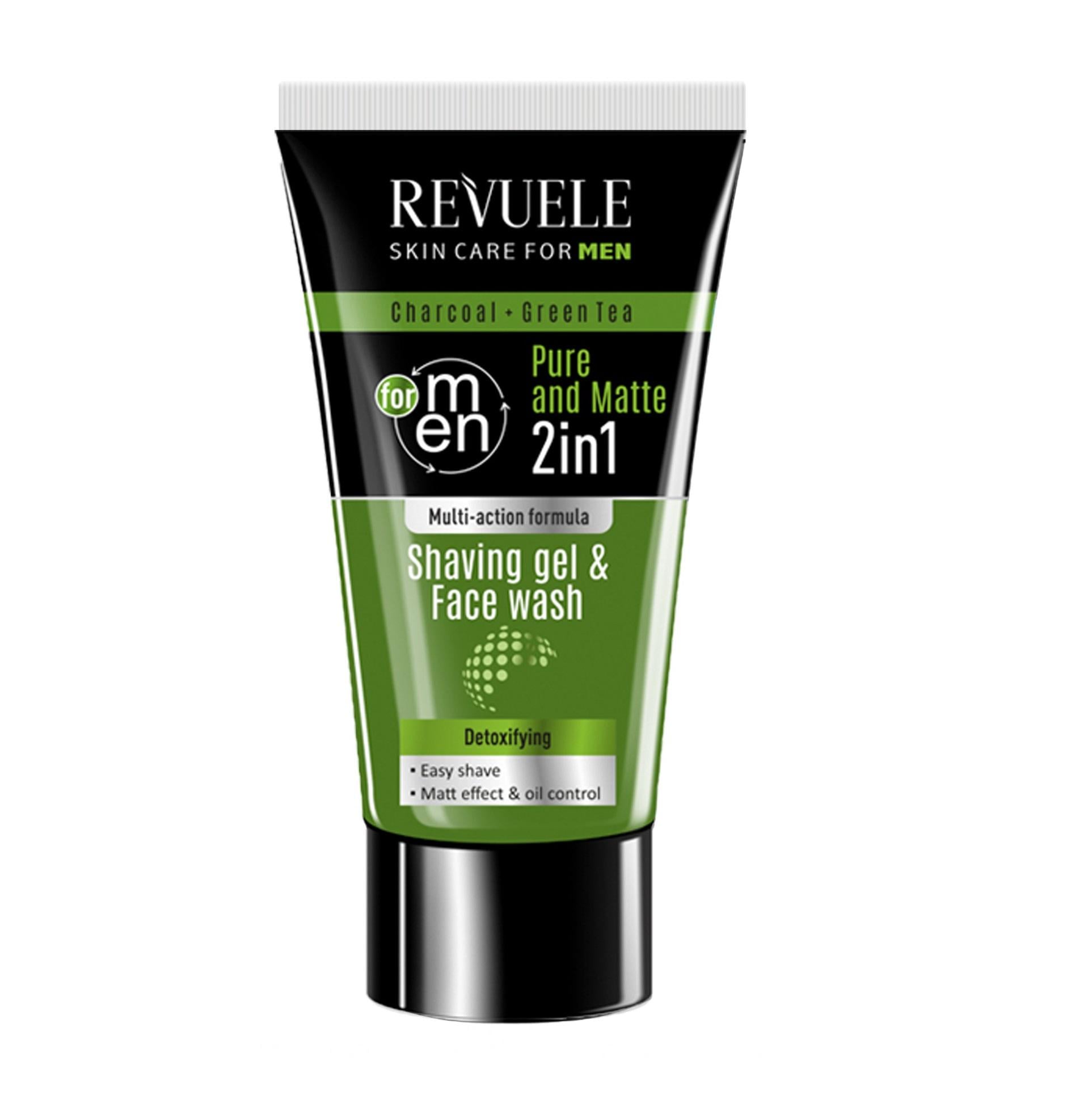Гель для бритья Men Care Revuele с углем и зеленым чаем 2в1 180 мл (5060565100619)