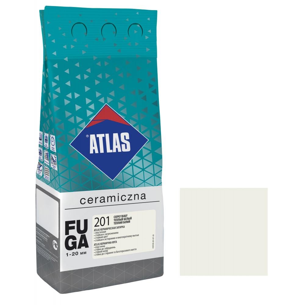 Фуга ATLAS CERAMICZNA 1-20 мм 2 кг 201 Теплый белый