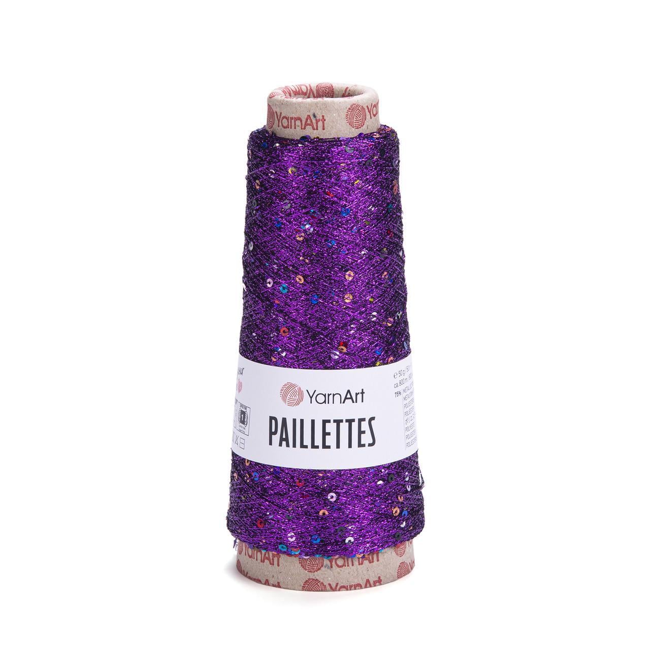Пряжа з паєтками YarnArt Paillettes металізована 50 г Фіолетовий №8009 (2519225123)