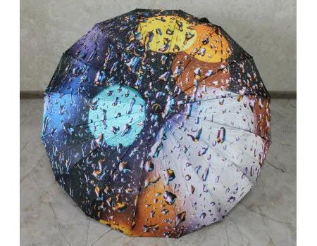 Парасолька складана Три слони 3 складання 16 спиць подвійні/потрійні автомат Атлас/Сатин (7521/5)