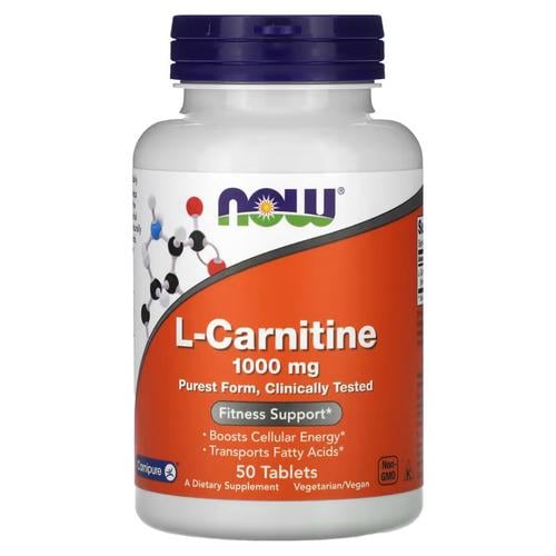 Добавка L-Карнитин NOW L-Carnitine 1,000 мг 50 табл. (NOW-00067)