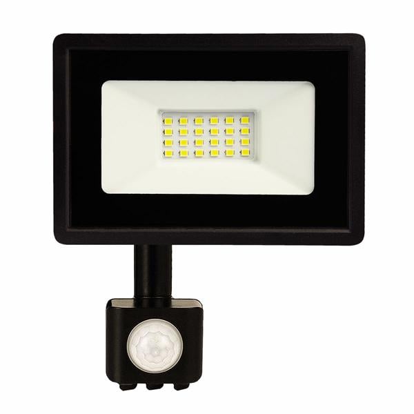 Прожектор світлодіодний Biom S6-SMD-20-Slim/Sensor 6200К 220V IP65 20W з датчиком руху Чорний
