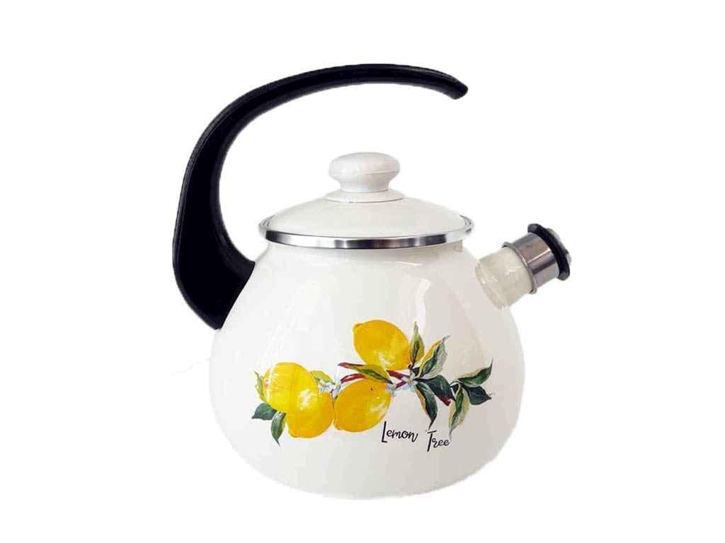 Чайник Idilia Лимонное дерево эмалированный со свистком 2,5 л Молочный (I2711/2)