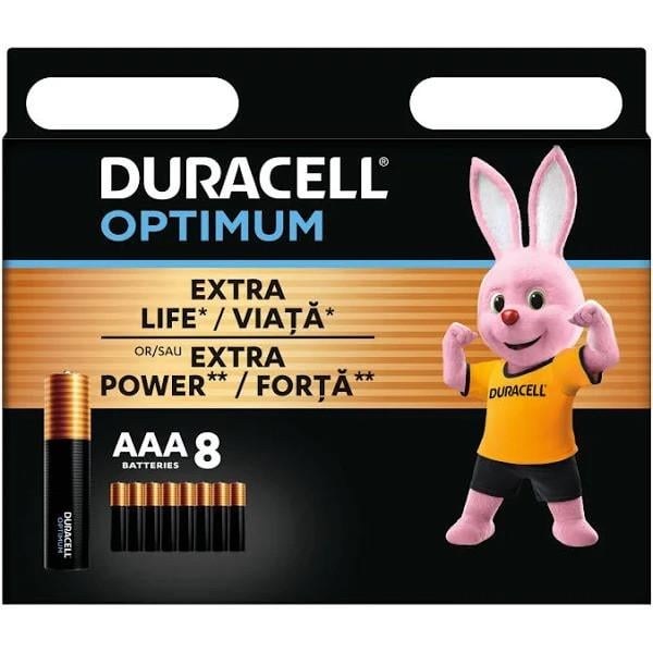 Батарейка щелочная DURACELL OPTIMUM Alkaline LR03 AAA Blister 8 шт. (2263243414)