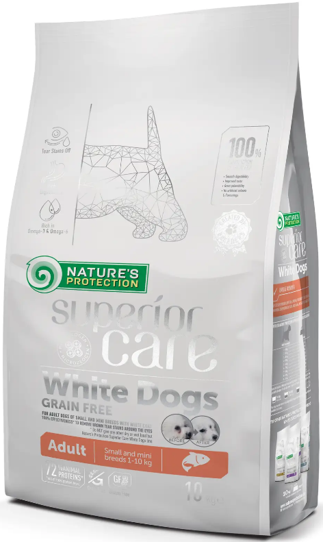 Корм сухой беззерновой Superior Care Dogs Grain Free Salmon для взрослых собак малых пород с белой шерстью с лососем (NPSC45996)