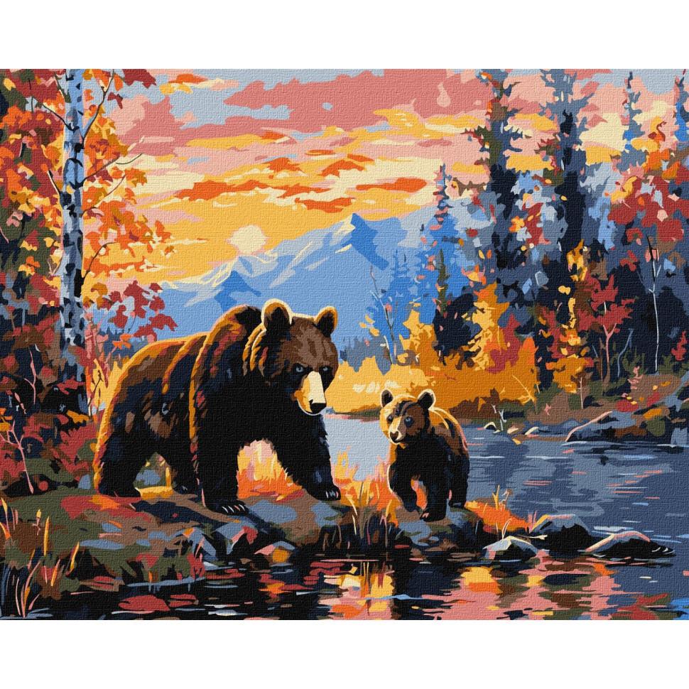 Картина по номерам Ideyka Медвежья семья 40x50 см (KHO6650)