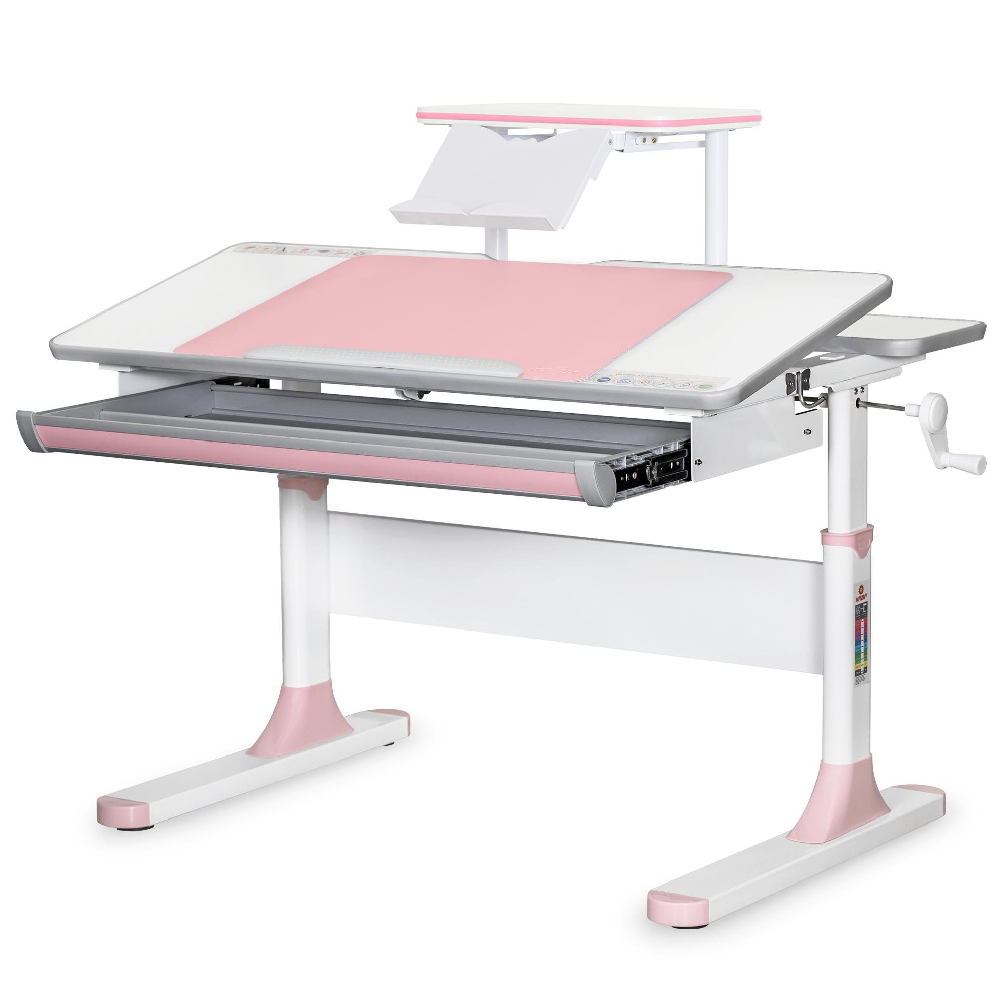 Парта-трансформер школьная Mealux Edmonton Multicolor детская с полкой S50 Розовый (8720703) - фото 1