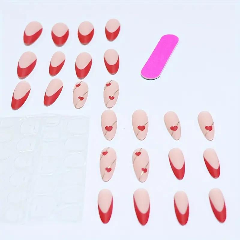 Накладные ногти Френч сердца с клеевыми пластинами 24 шт. Красный с золотистым (2689612600) - фото 5 Накладные ногти Френч сердца с клеевыми пластинами 24 шт. Красный с золотистым (2689612600) - фото 5