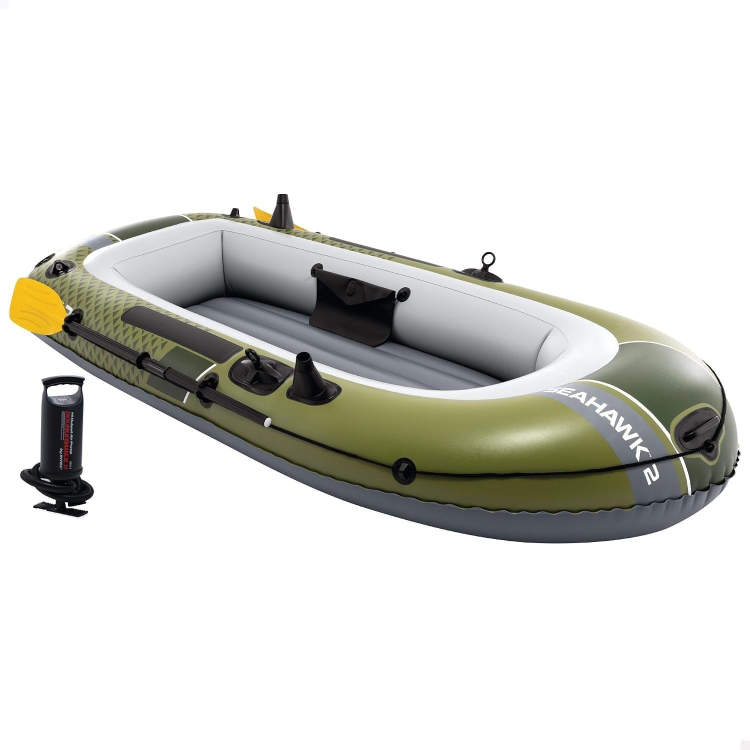 Лодка надувная Intex 68347 Seahawk 2 Set ПВХ двухместный с веслами и насосом 236х114х41 см/нагрузка до 240 кг (intx68347)