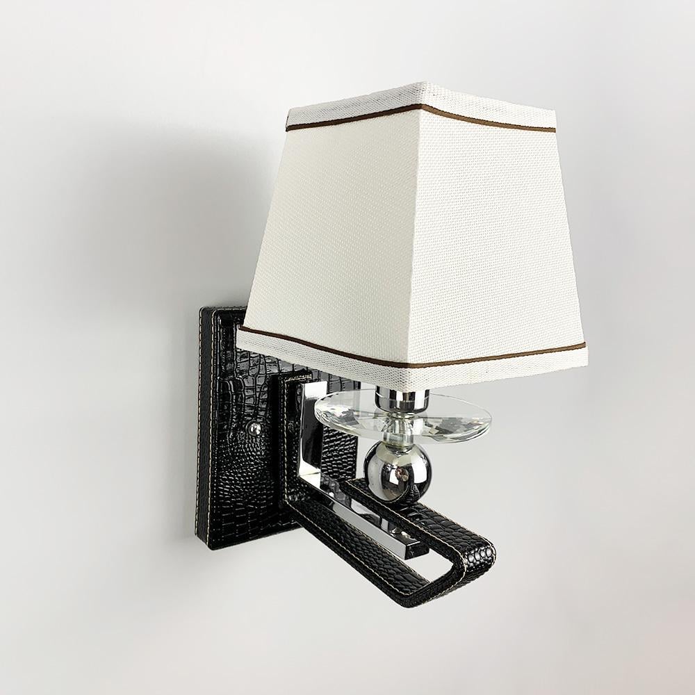 Бра Line.F S 1449/1 BK с классическим тканевым абажуром и черной экокожей (2952_6111)