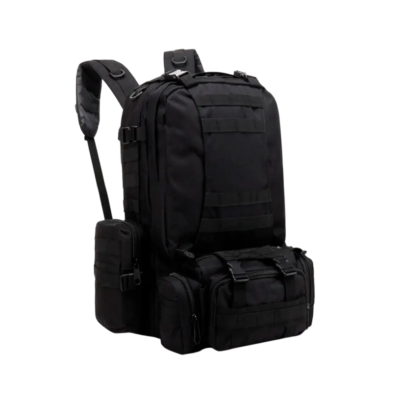 Рюкзак похідний/військовий з підсумками на 50 л 4в1 з системою Molle Black (1004-black) - фото 1 Рюкзак похідний/військовий з підсумками на 50 л 4в1 з системою Molle Black (1004-black) - фото 1