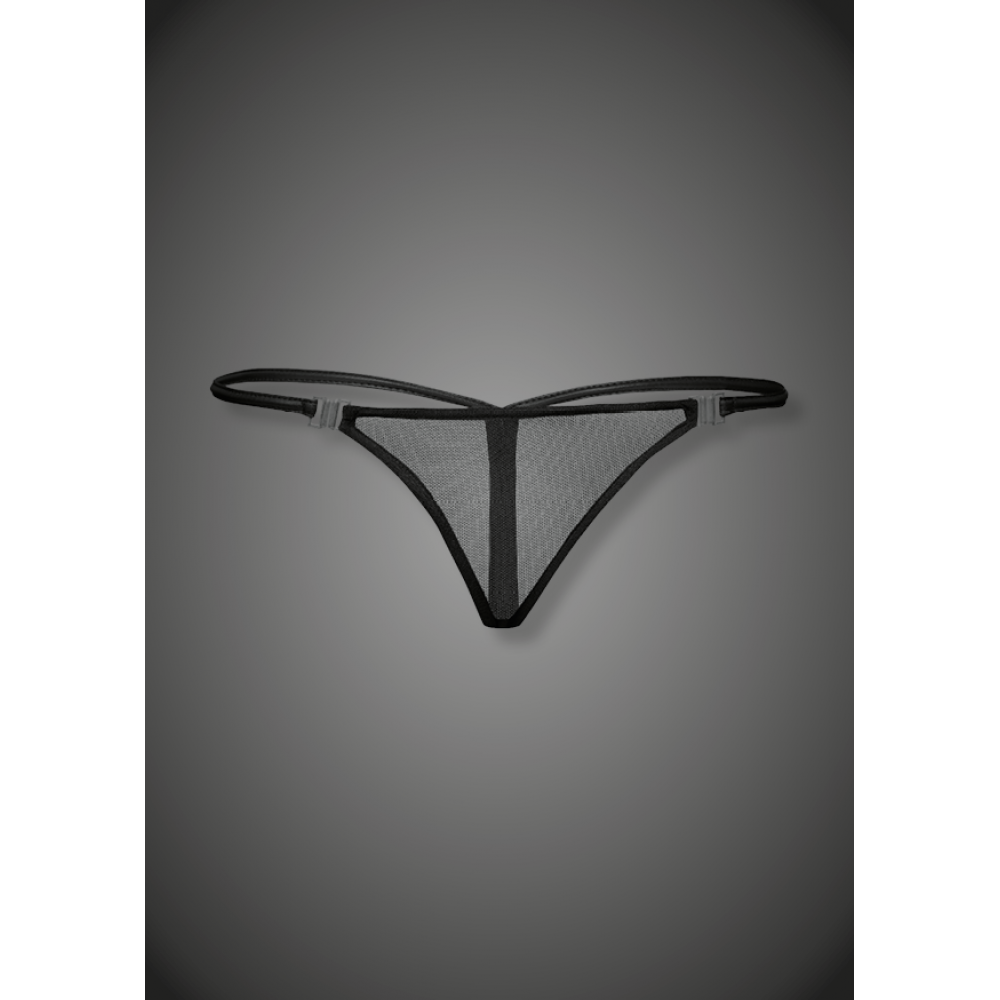 Трусики стринги с застежками Handmade F119 Noir S Черный - фото 2