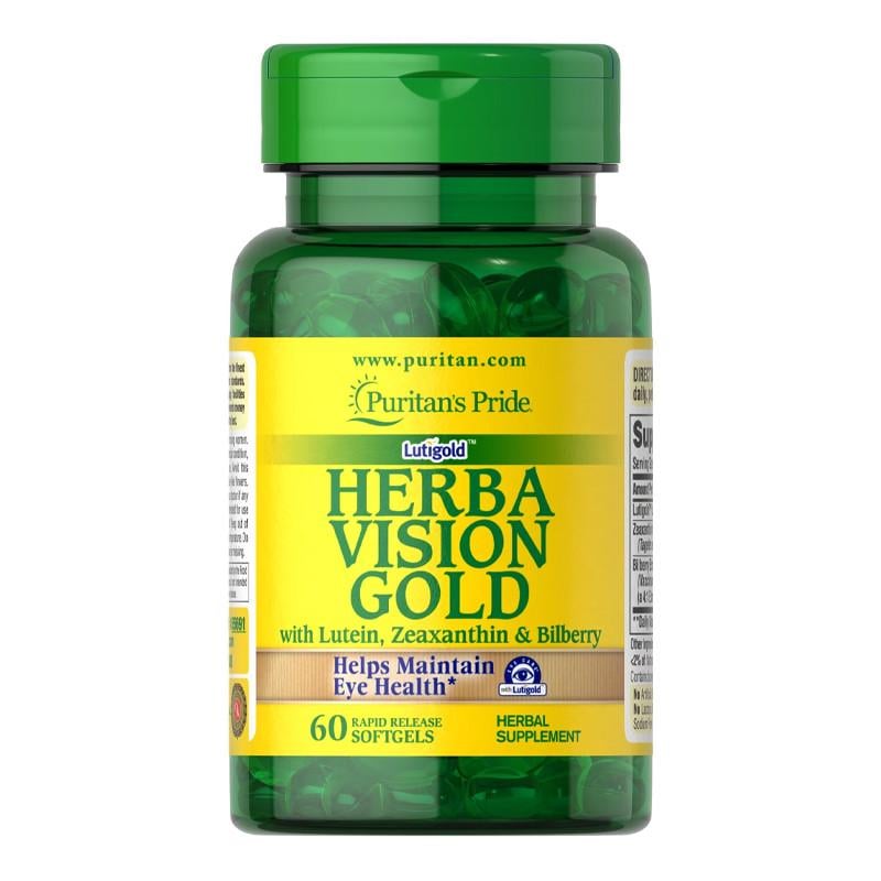Лютеин с черникой/зеаксантином Puritan's Pride Herbavision Gold with Lutein Bilberry and Zeaxanthin 60 капс. (22086-01)
