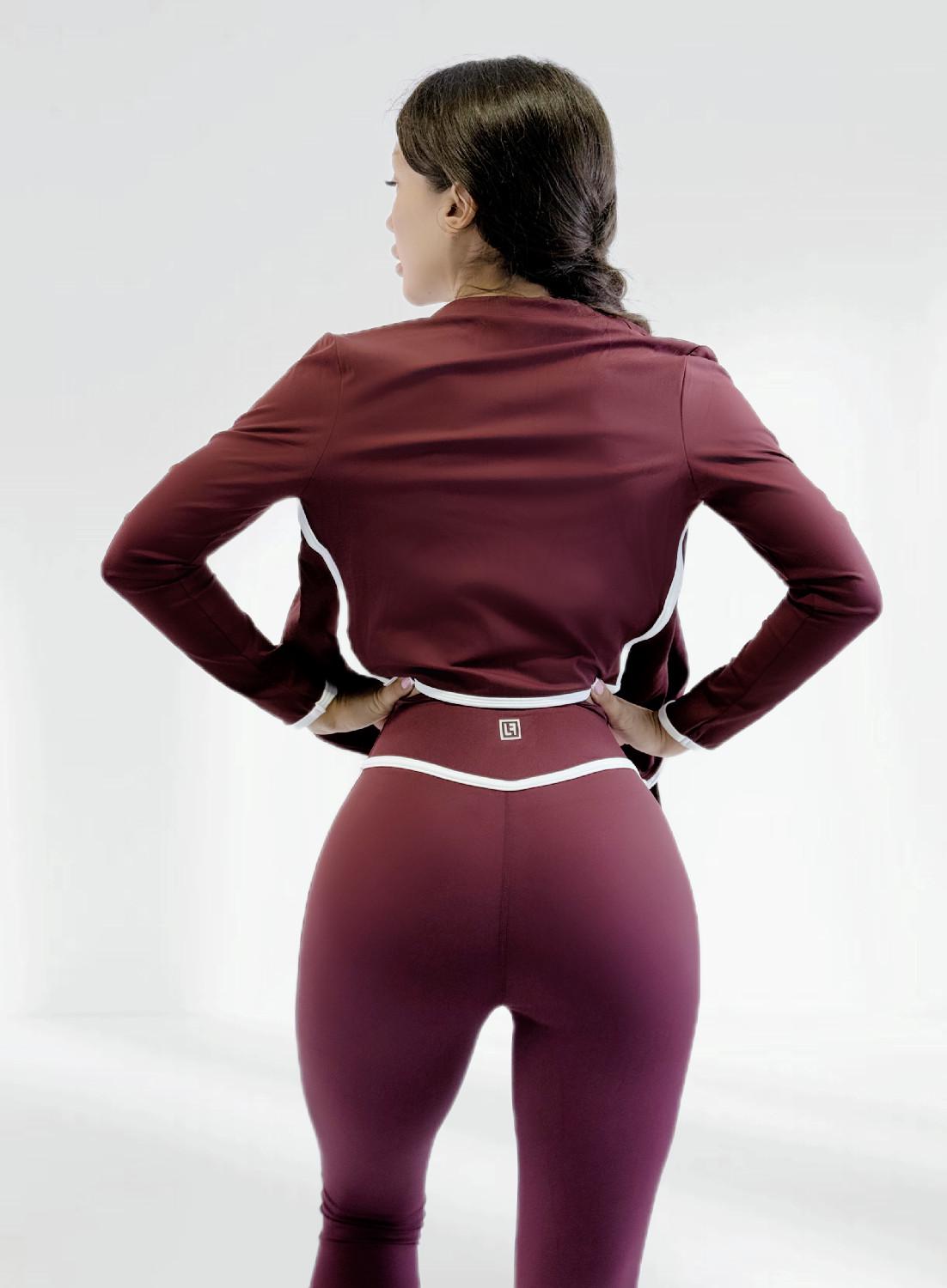 Костюм для фітнесу жіночий LILAFIT лосини пуш ап/топ/кофта S Коричневий (LFS000160) - фото 5