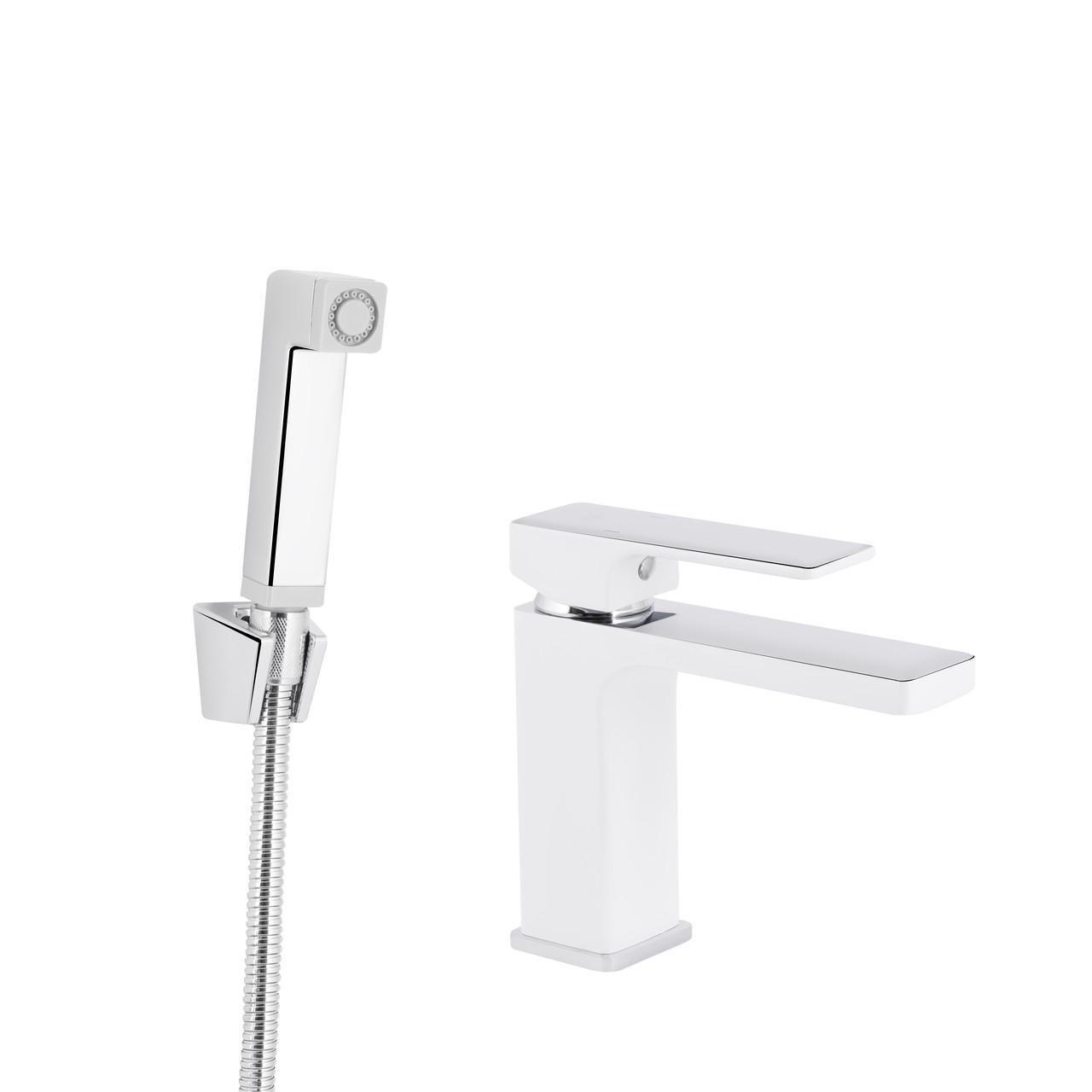 Смеситель для раковины Qtap Gemini QTGEM272CRW45691 с гигиеническим душем Chrome/White (2552208937)