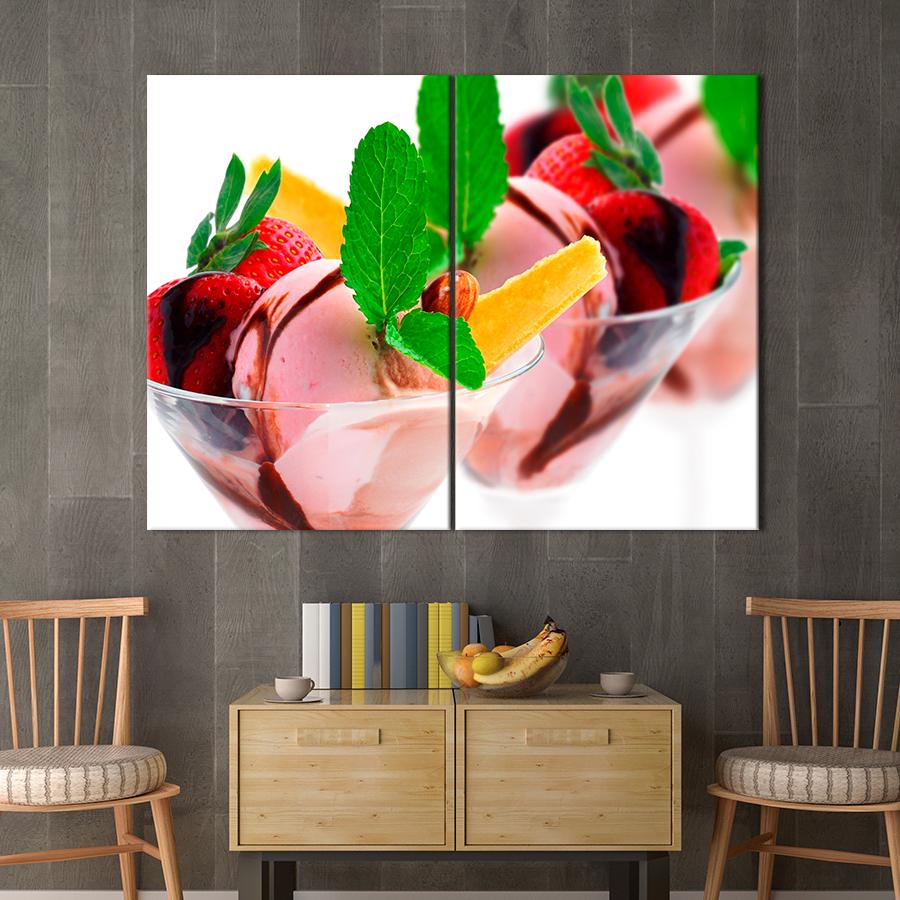 Настенний декор Шарики клубничного мороженого с шоколадным соусом 165x122 см (A380-2)