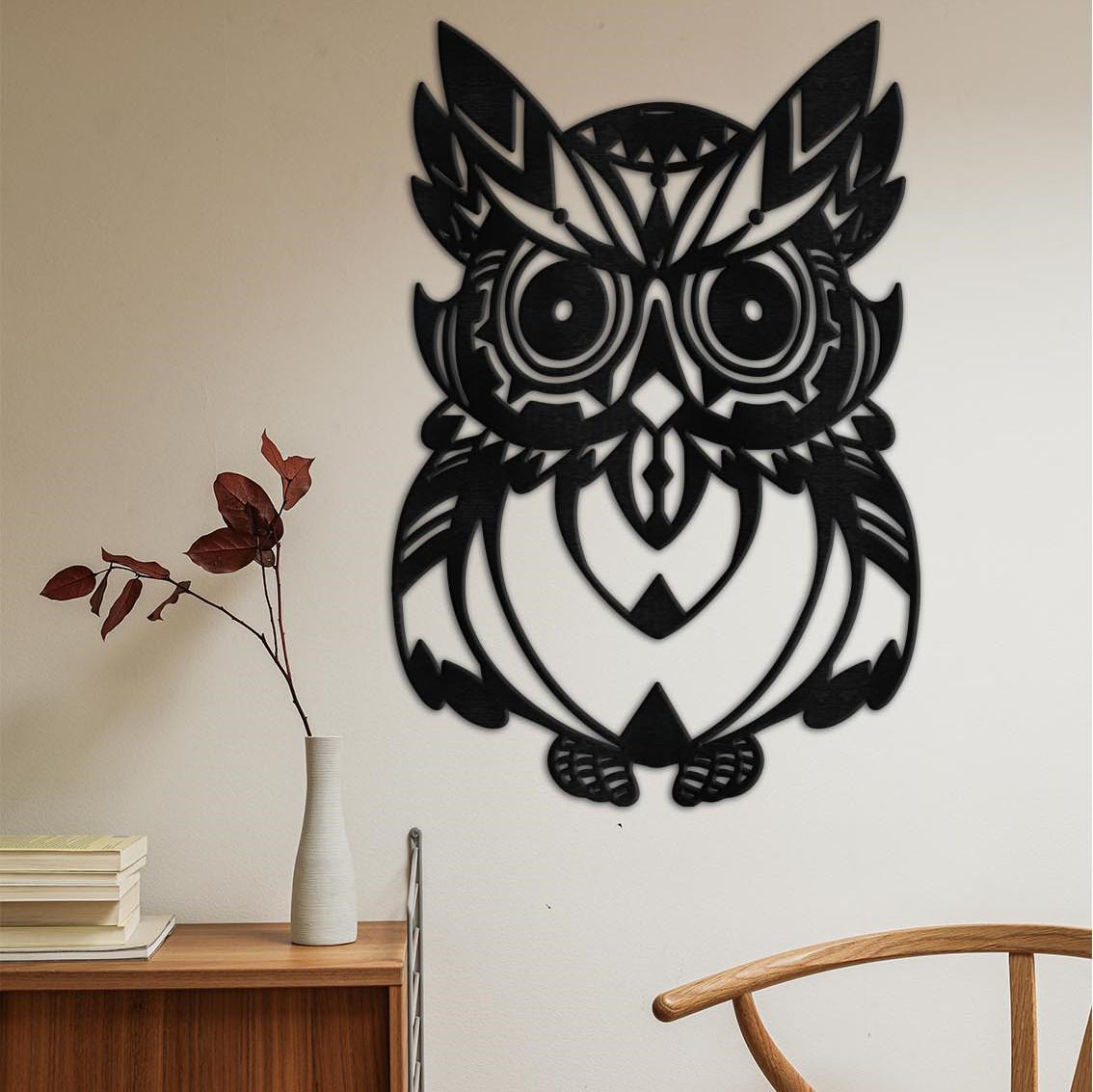 Декоративне панно Мудра сова 90 см (01010-чор-90)