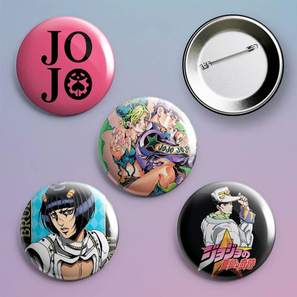 Значки на рюкзак с принтом аниме JoJo's Bizarre Adventure 4 шт.