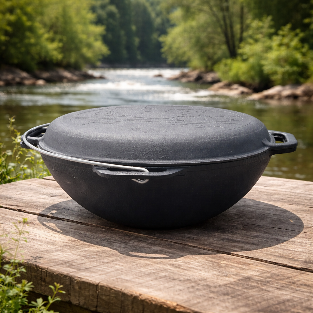 Котел азиатский Jooki КА-12КС чугунный с крышкой-сковородом 12 л (10291)