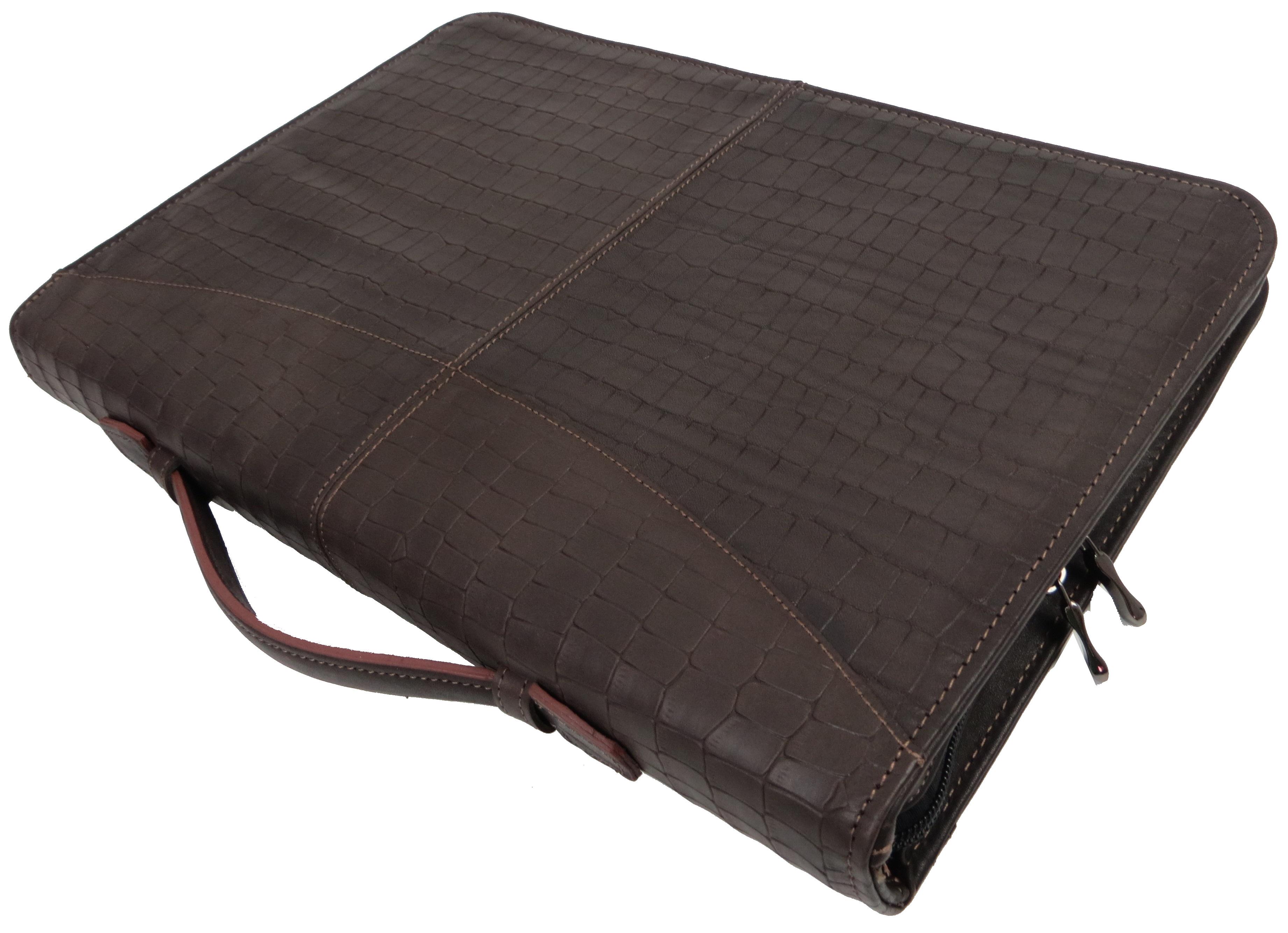 Папка деловая кожаная Portfolio под крокодила Коричневый (Port1016 croco brown)