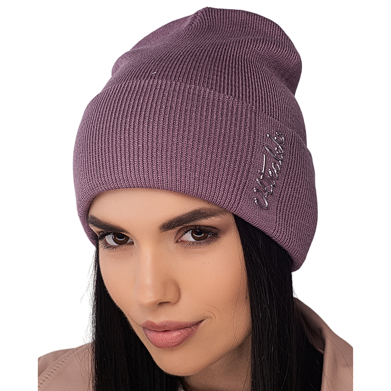 Шапка Leks ФУРОР двойная с отворотом мелкой вязки One size Лиловый (122345) - фото 1
