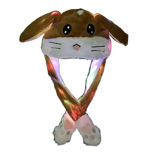 Шапка з вогниками і рухомими вушками Зайчик Пикачу Коричневий (2c5b2d83)