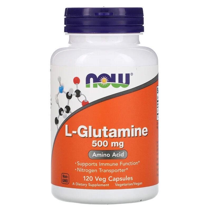 Глютамин Now Foods L-Glutamine 500 мг для укрепления иммунитета 120 растительных капс.