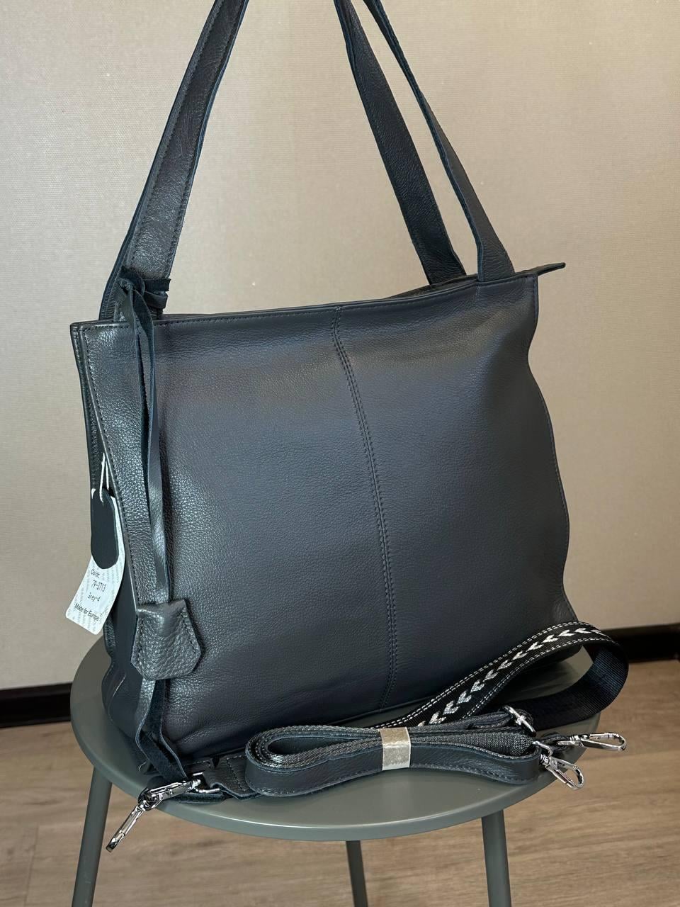 Сумка женская 3713/3 из натуральной кожи Серый