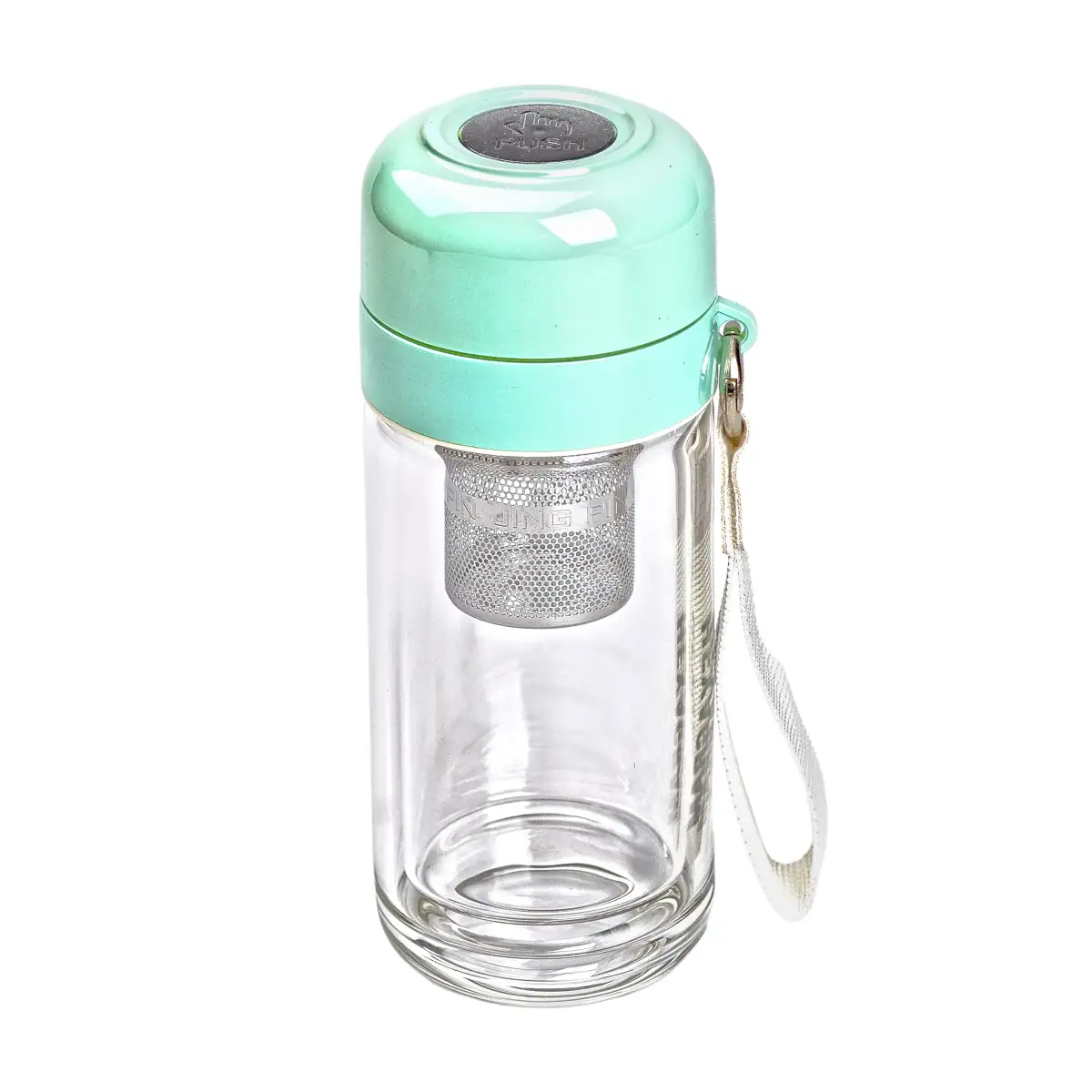 Термос скляний Yiwu HP-14-40M Hexagram 240 мл з подвійними стінками та заварником м'ятний (118-107-HP-14-40M) - фото 2