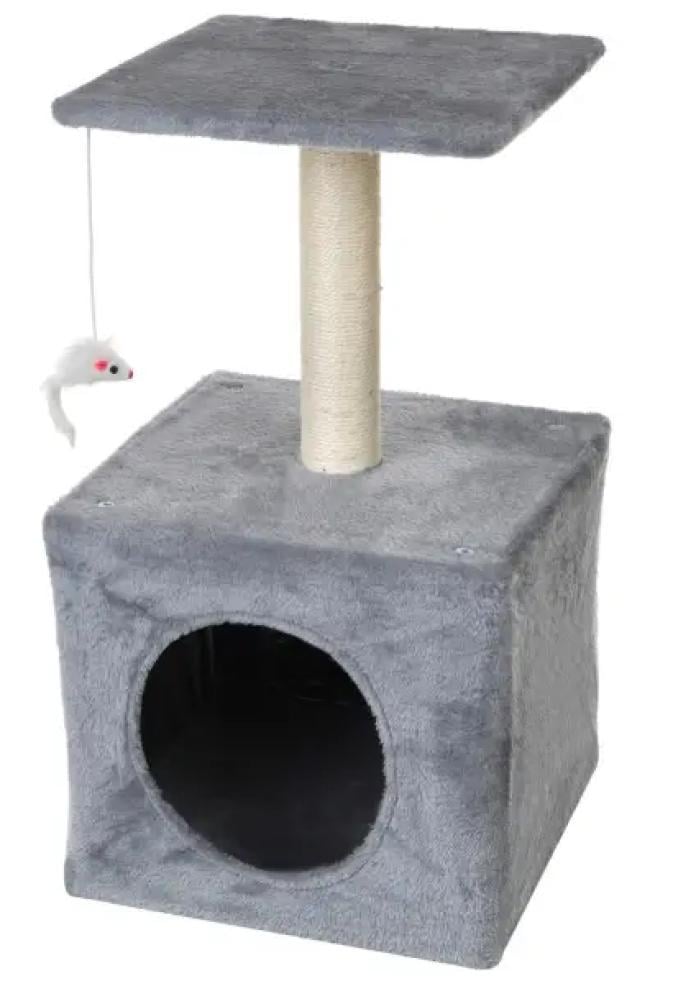 Когтеточка-домик для кошек Bonro B-95 с игрушкой 60 см Серый (147-76-42400593)
