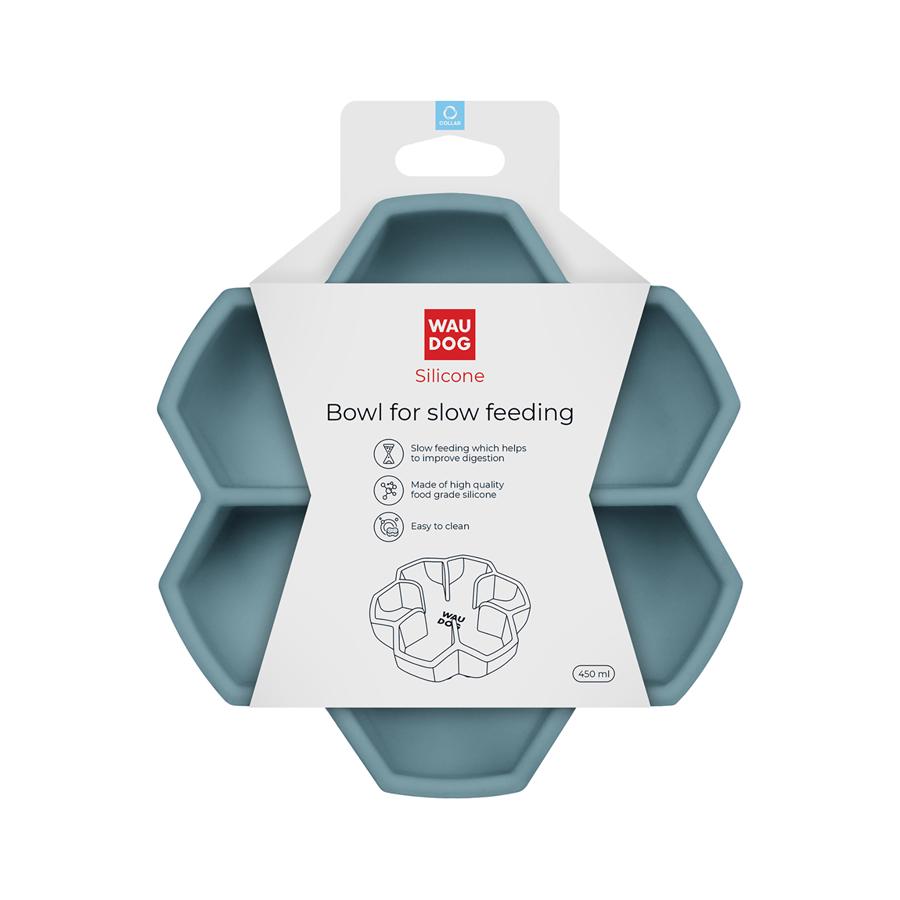 Миска силіконова Waudog для повільного годування котів собак 450 мл Grey (235311) - фото 5
