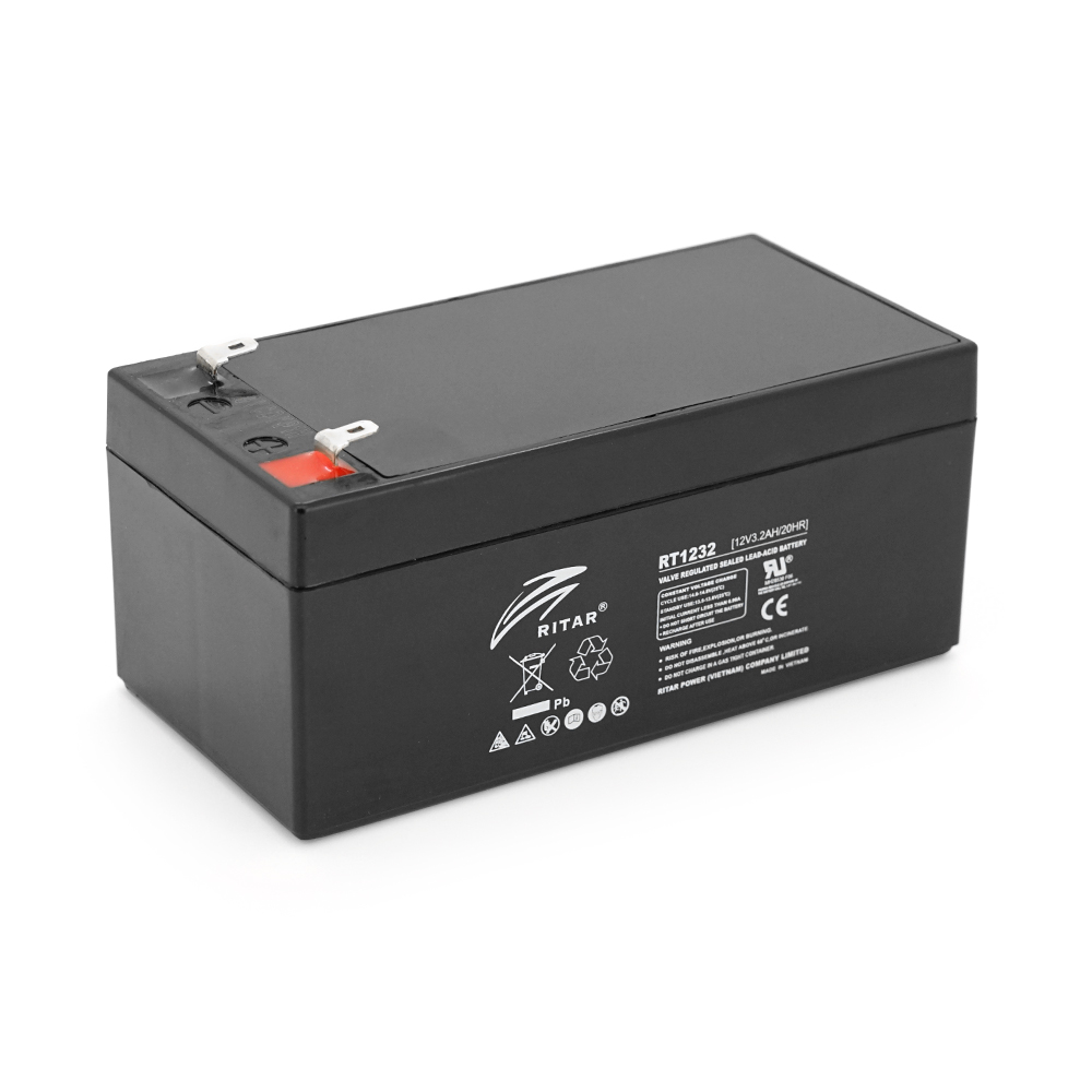 Аккумулятор свинцово-кислотный Ritar RT1232 AGM 12V 3,2 Ah для ИБП и систем видеонаблюдения 133х67х59 мм (3223)