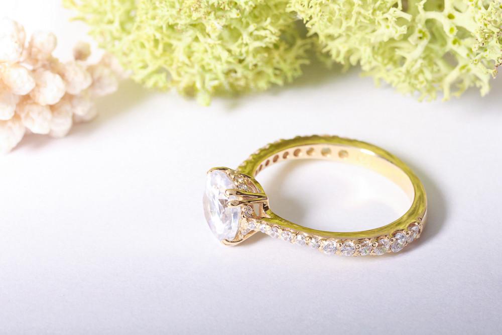 Каблучка жіноча золота з фіанітами р. 14 (2018847044) - фото 9