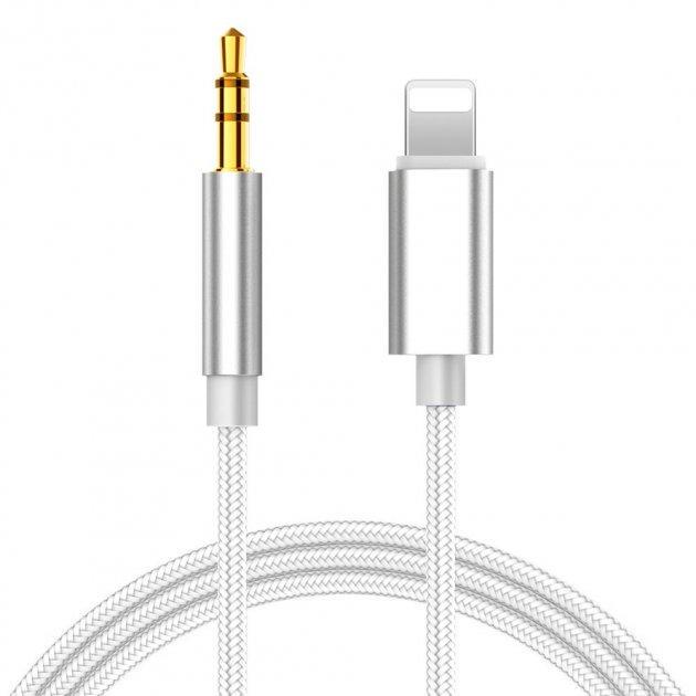 Аудио-кабель AUX SUNROZ Lightning-3,5 мм нейлон 1 м White (A48383)