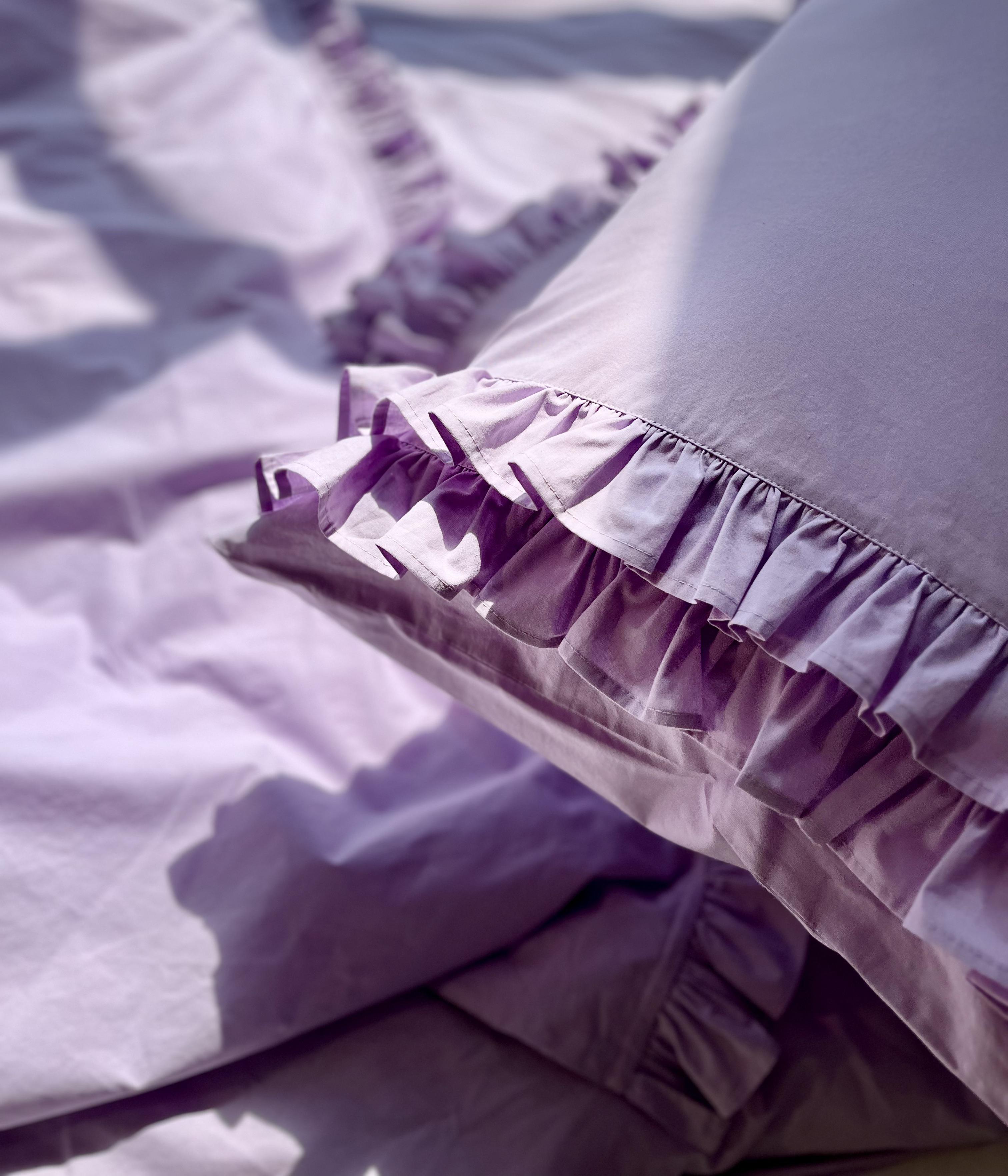 Комплект постільної білизни White Dream полуторний з рюшами 155х215 см варена бавовна Ліловий (2003/2R) - фото 9 Комплект постільної білизни White Dream полуторний з рюшами 155х215 см варена бавовна Ліловий (2003/2R) - фото 9