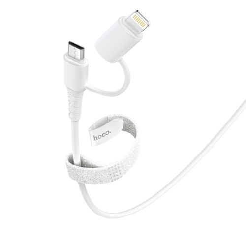 Кабель Hoco Combo Micro USB/Lightning 2в1 X54 1 м 2,4A White - фото 3