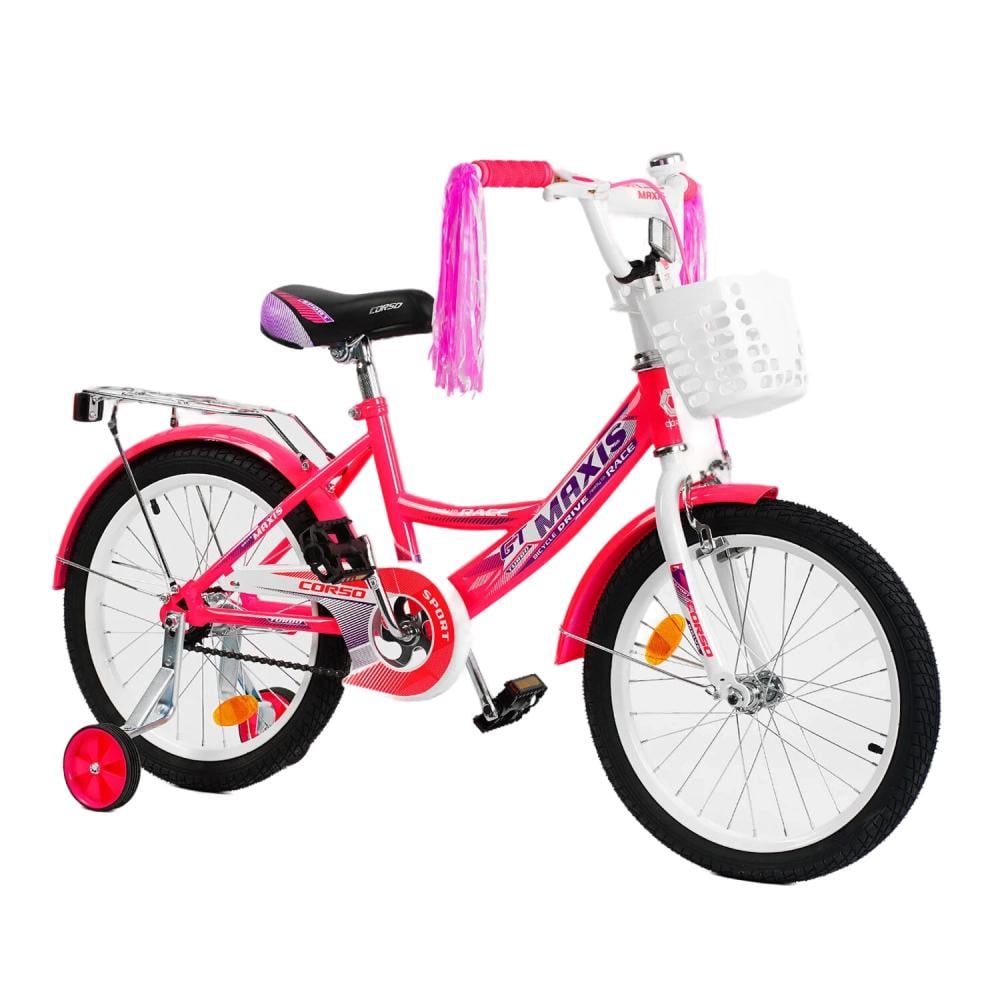 Велосипед детский Corso Maxis 14" ручной тормоз с колокольчиком Pink (128087)