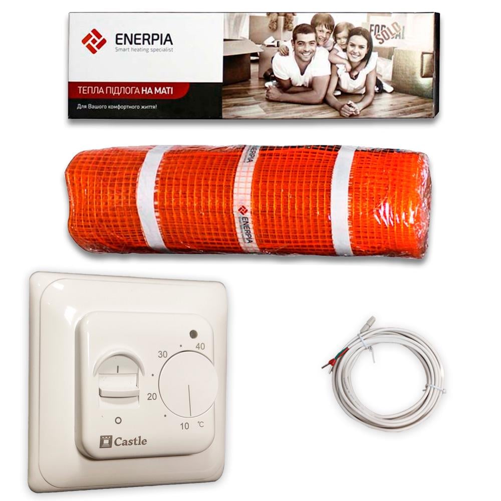 Тепла підлога електрична під плитку Enerpia mat 2,0 м2 на 4 пог. м 400 Вт та механічний регулятор Тепла підлога електрична під плитку Enerpia mat 2,0 м2 на 4 пог. м 400 Вт та механічний регулятор