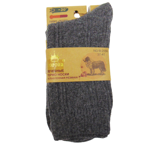 Шкарпетки термо лікувальні Корона 2550 з ослабленою гумкою верблюжа вовна р. 37-41 Темно-сірий (1675954836)