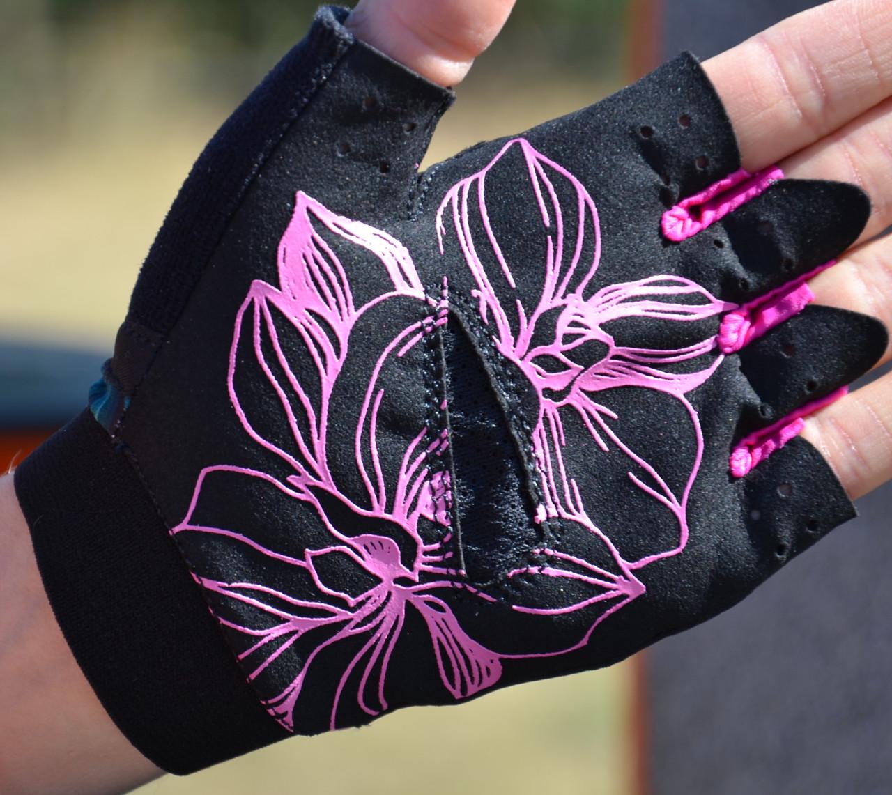 Рукавички для фітнесу MadMax MFG-770 Flower Power Gloves M Black/Pink - фото 6