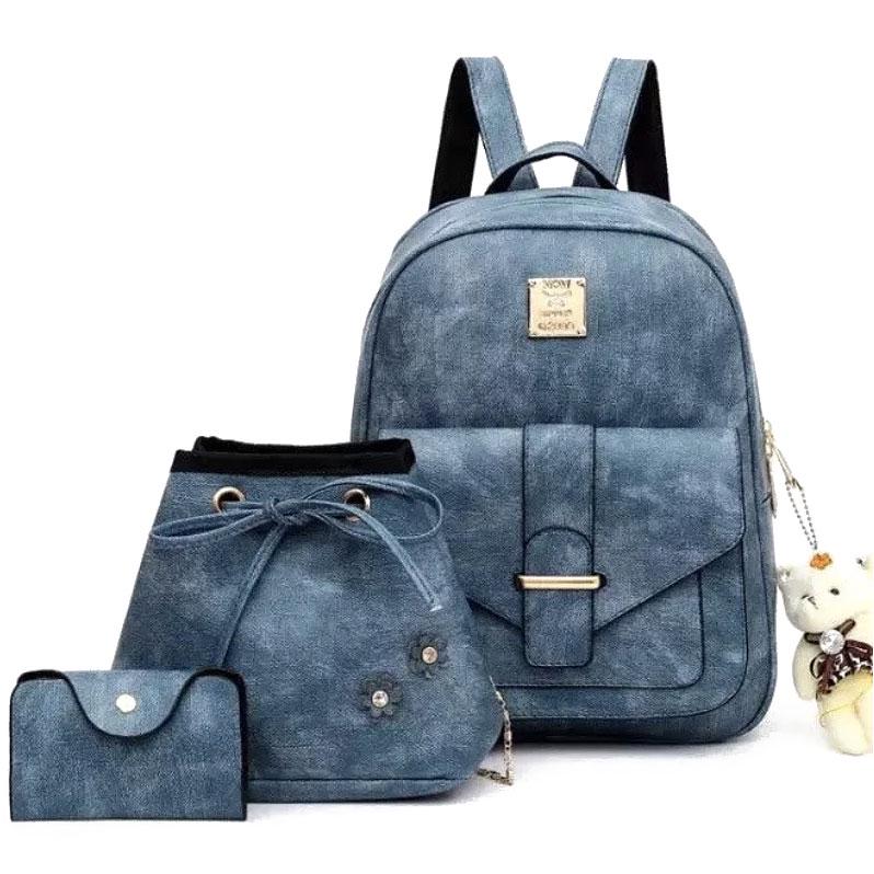 Городской рюкзак Jenssia Set 3в1 30х23 см Blue (33441)